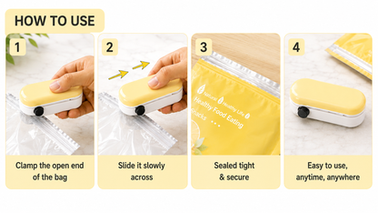 Portable Plastic Bag Sealing Machine | Construx Mini Bag Sealer with Cutter and Magnet